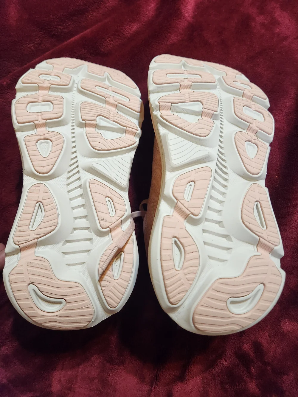 Hoka Women's Light Peach Knit Lace-Up Sneakers